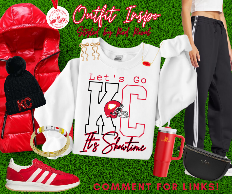 DTF TRANSFER ONLY - Half Red Half Black Let's Go KC It's Showtime