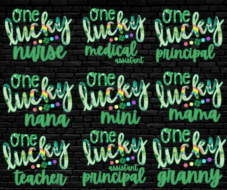 DTF TRANSFER ONLY - One Lucky Select a Title (Green Text)