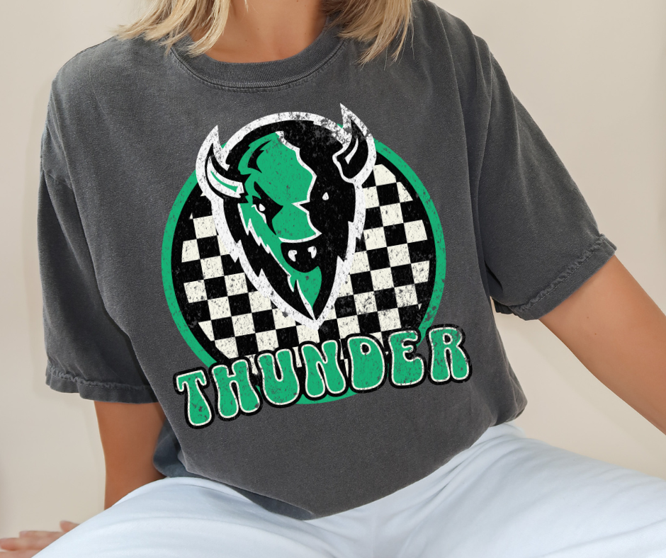 DTF TRANSFER ONLY - Checkered Circle Thunder