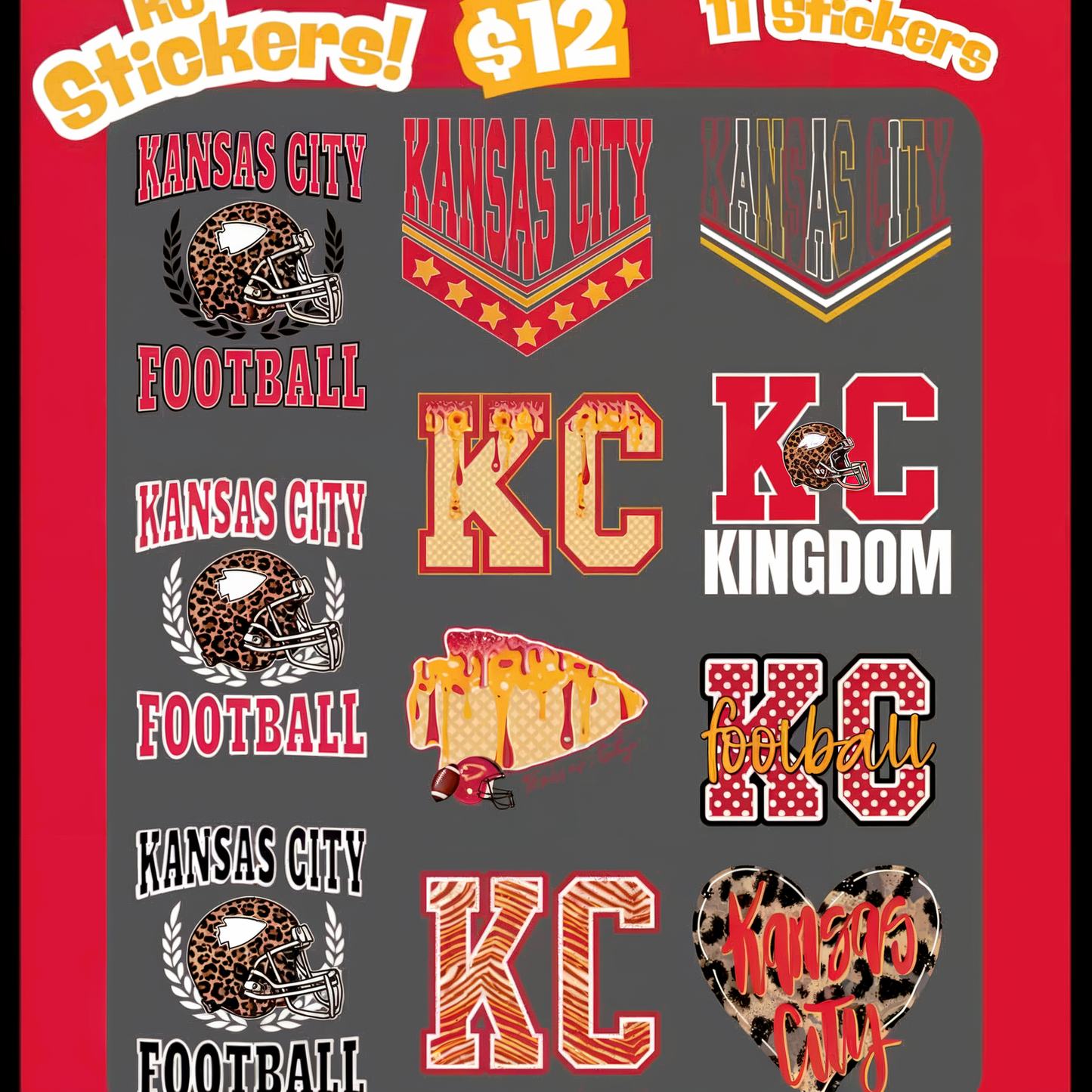 UVDTF TRANSFER ONLY  - Kansas City Sticker Pack 1 - PREMADE
