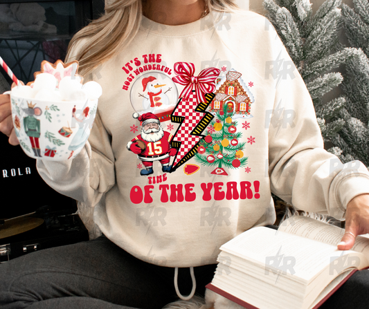 DTF TRANSFER ONLY  - KC Christmas Collage It's The Most Wonderful Time of the Year Red Text