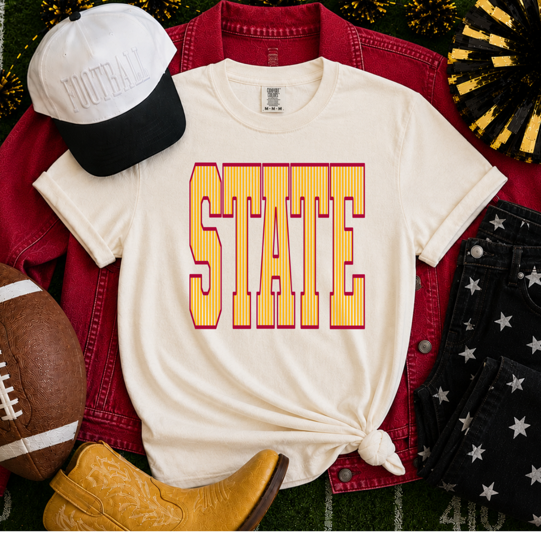 DTF TRANSFER ONLY - Red/Gold State
