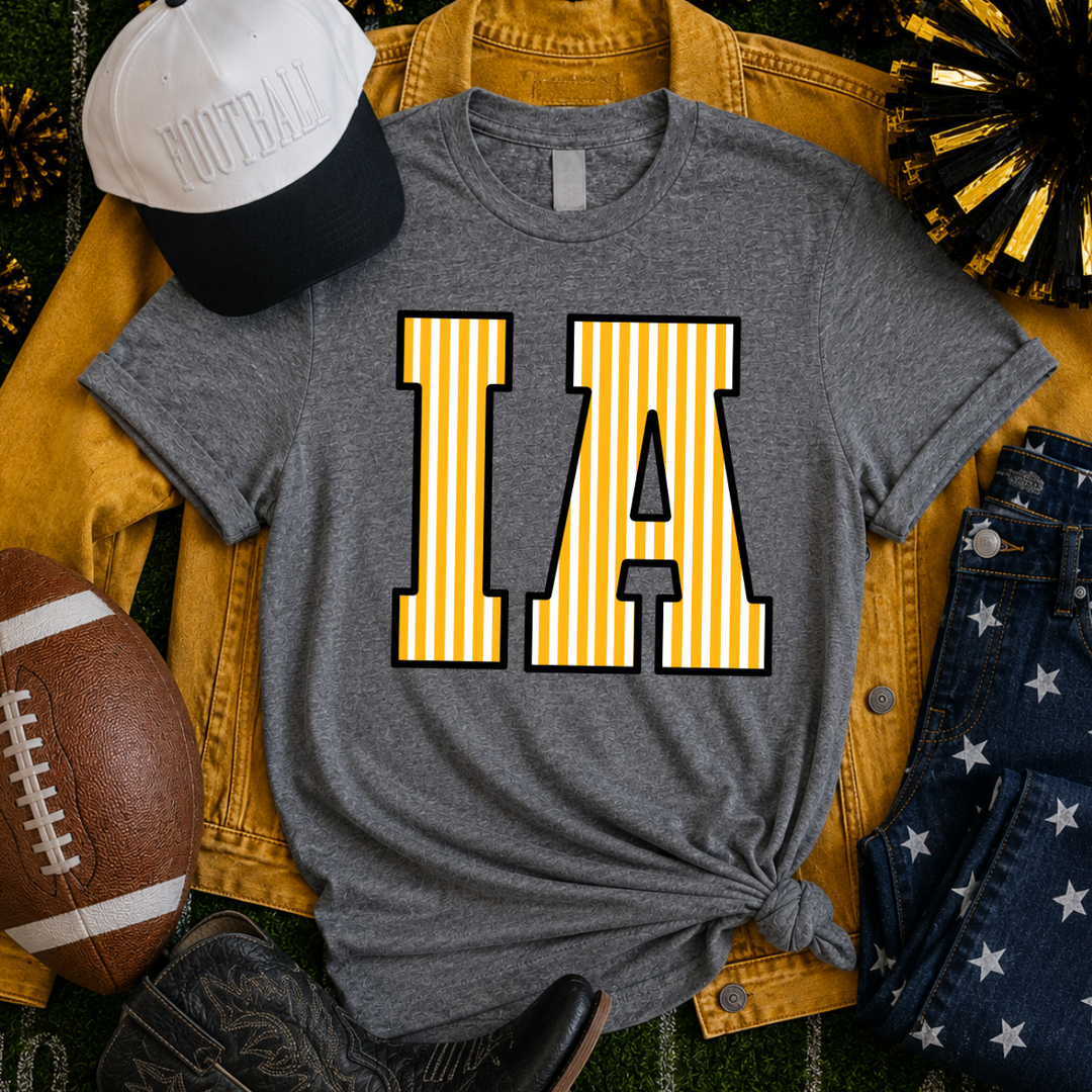 DTF TRANSFER ONLY - Stripped Black/Gold/White I-A