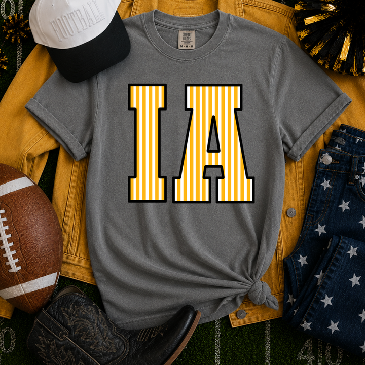 DTF TRANSFER ONLY - Stripped Black/Gold/White I-A