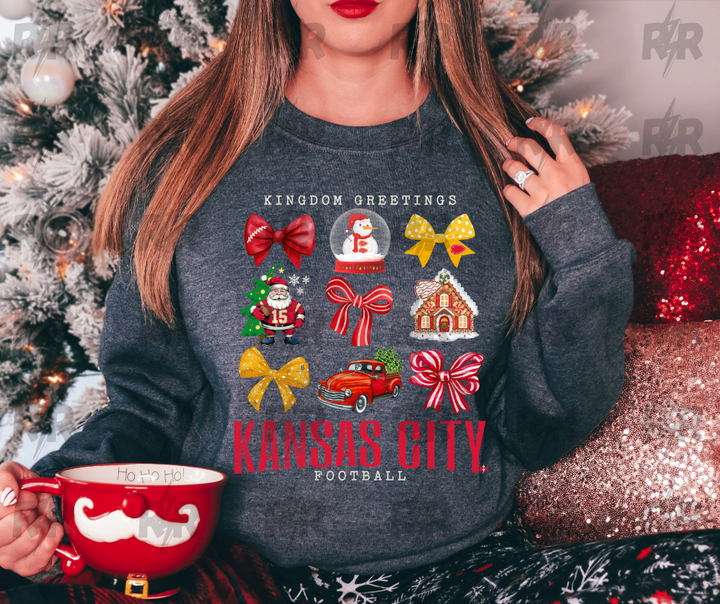 DTF TRANSFER ONLY  - Kingdom Greetings Kansas City Football White & Red Text