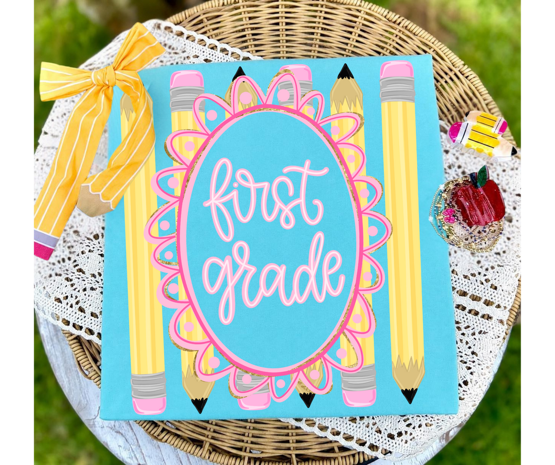 DTF TRANSFER ONLY - Pencil Frame Grade Level (Select Your Grade Level)