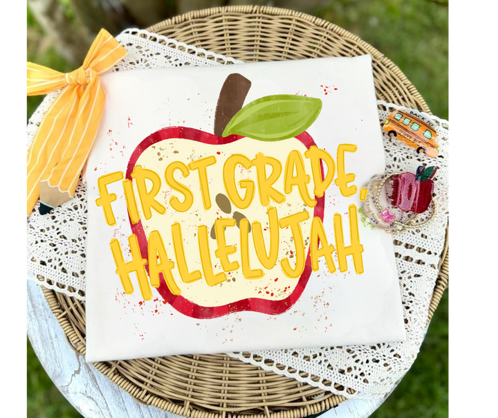DTF TRANSFER ONLY - Apple Grade Level Hallelujah (Select Your Grade Level)