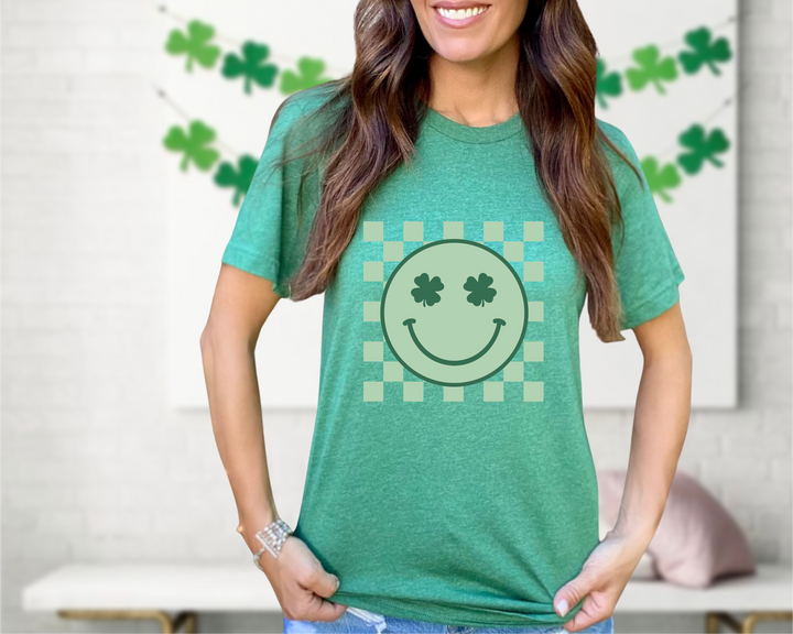 DTF TRANSFER ONLY  - Retro Shamrock Smiley Face