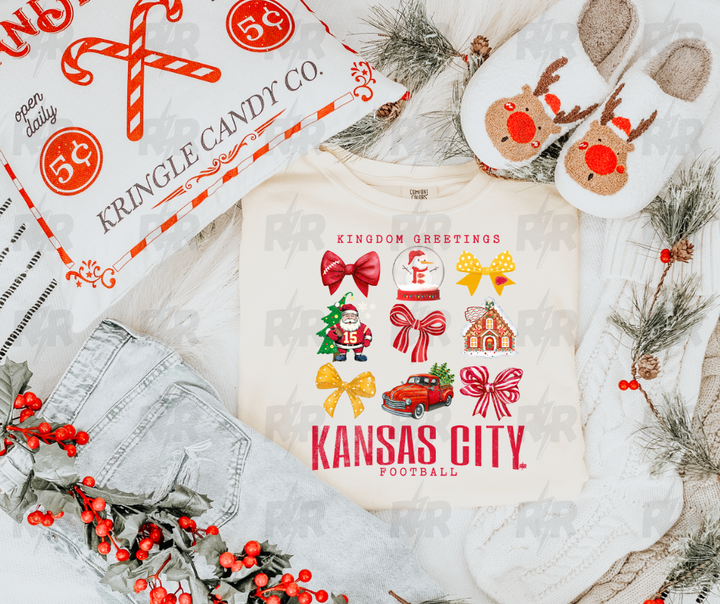 DTF TRANSFER ONLY  - Kingdom Greetings Kansas City Football Red Text