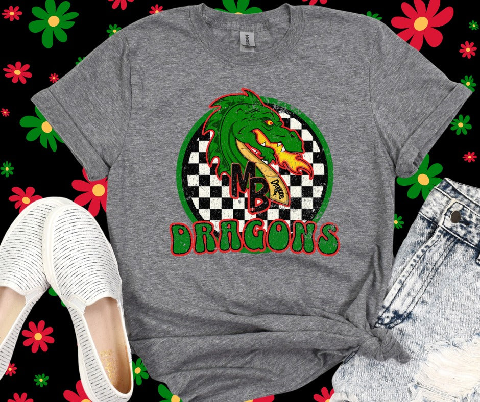 DTF TRANSFER ONLY -Retro Checkered Dragons