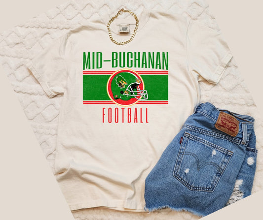 DTF TRANSFER ONLY -Vintage Mid-Buchanan Football Helmet