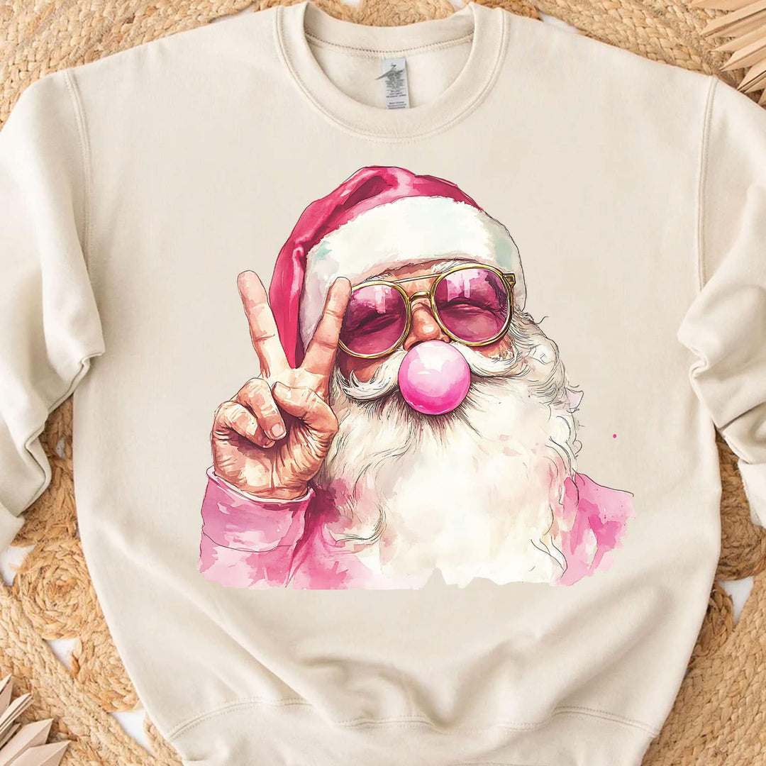 DTF TRANSFER ONLY  - Pink Bubble Gum Santa