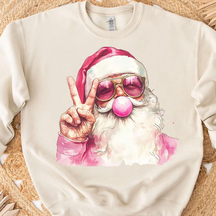 DTF TRANSFER ONLY  - Pink Bubble Gum Santa