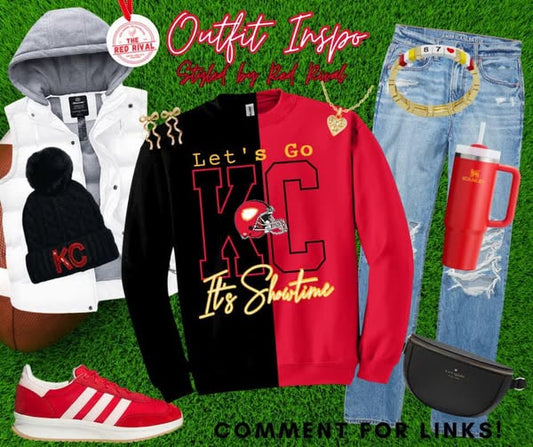 DTF TRANSFER ONLY  - Let's Go KC It's Showtime (Red K / Black C)