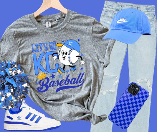 DTF TRANSFER ONLY - Light Blue/Royal Blue Let's Go KC Baseball
