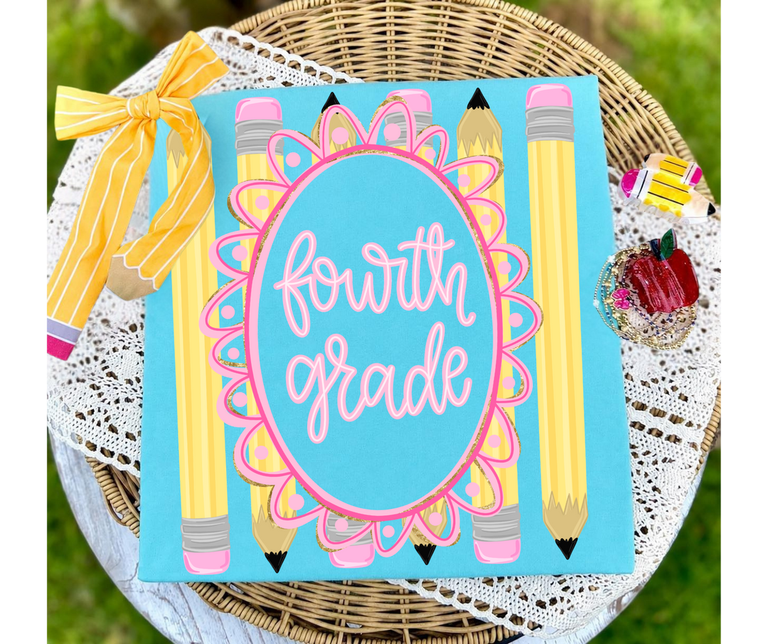 DTF TRANSFER ONLY - Pencil Frame Grade Level (Select Your Grade Level)