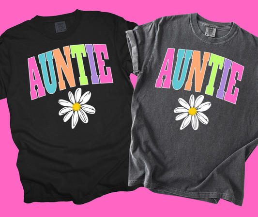 DTF TRANSFER ONLY  -AUNTIE Daisy Varsity Letters