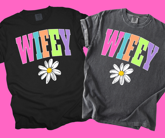 DTF TRANSFER ONLY  -WIFEY Daisy Varsity Letters
