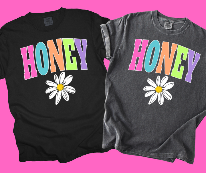 DTF TRANSFER ONLY -HONEY Daisy Varsity Letters