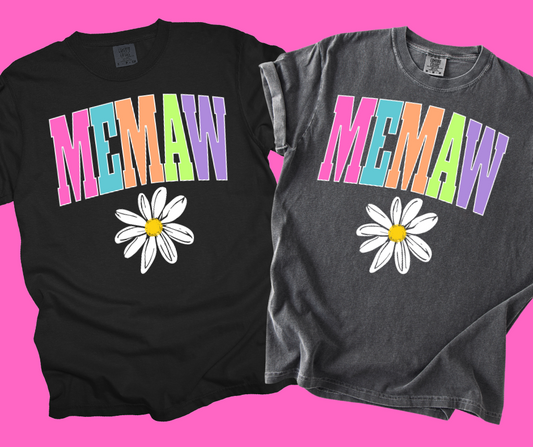 DTF TRANSFER ONLY  -MEMAW Daisy Varsity Letters