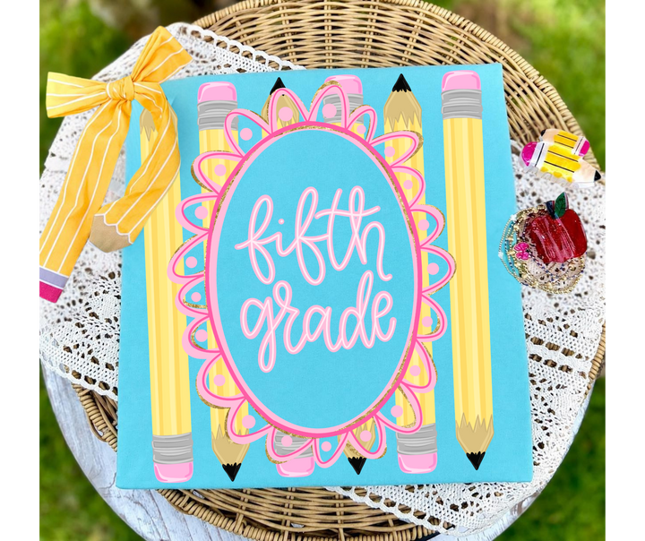 DTF TRANSFER ONLY - Pencil Frame Grade Level (Select Your Grade Level)