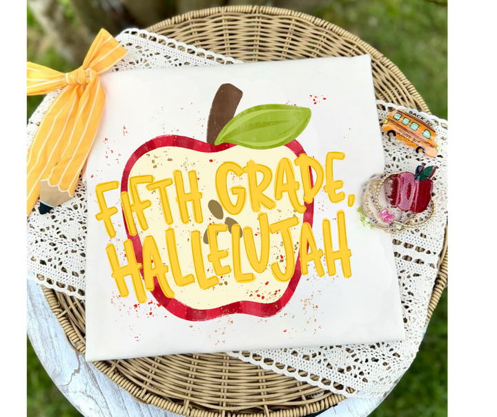 DTF TRANSFER ONLY - Apple Grade Level Hallelujah (Select Your Grade Level)