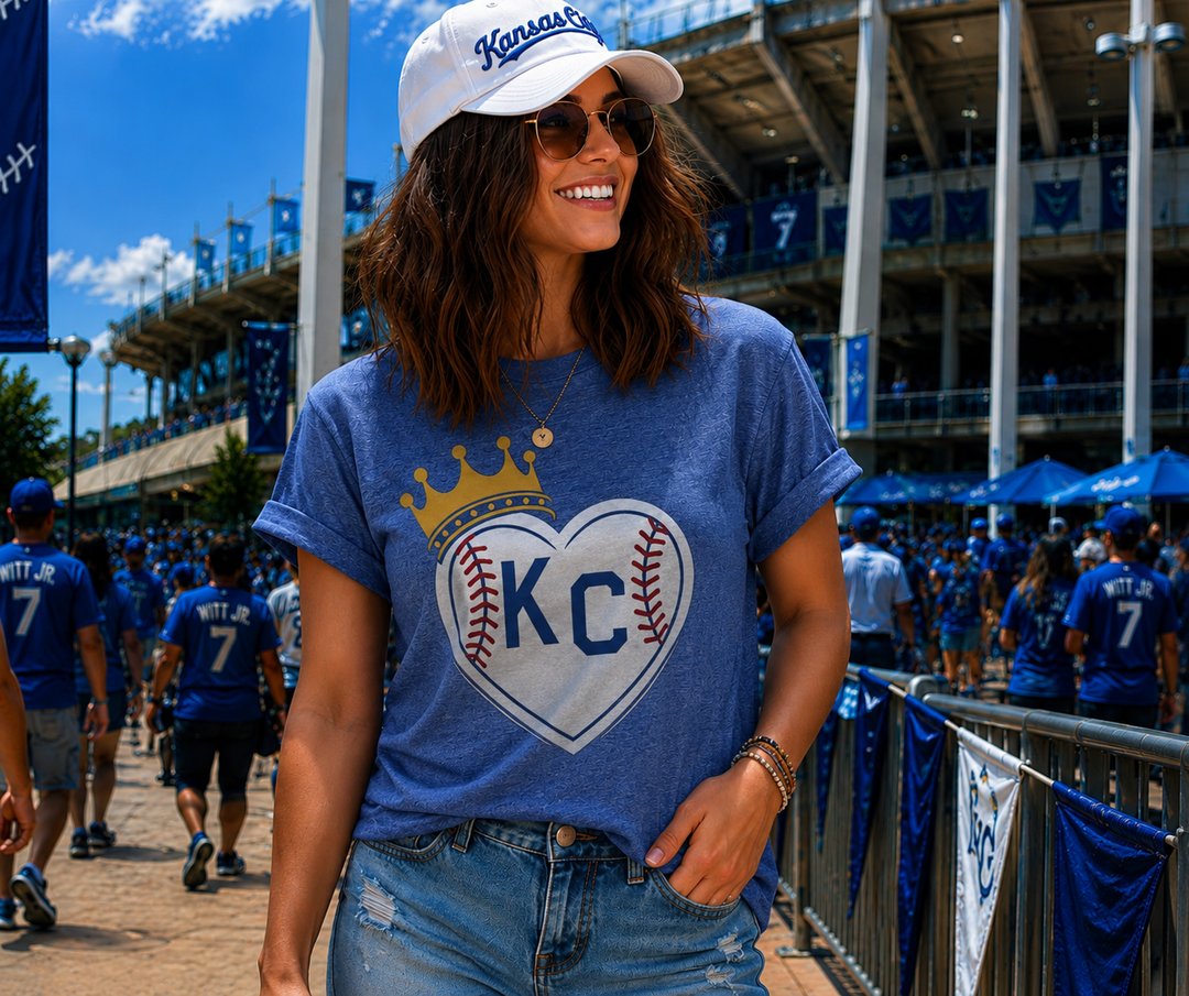 DTF TRANSFER ONLY - KC Baseball Crown Heart