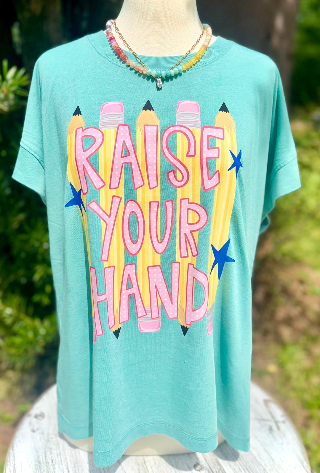 DTF TRANSFER ONLY - Raise Your Hand Pencil Stripes