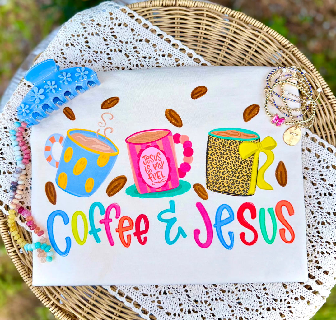 DTF TRANSFER ONLY  - Colorful Coffee & Jesus