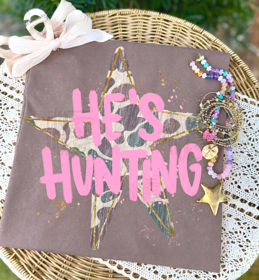DTF TRANSFER ONLY - Camo Star He's Hunting