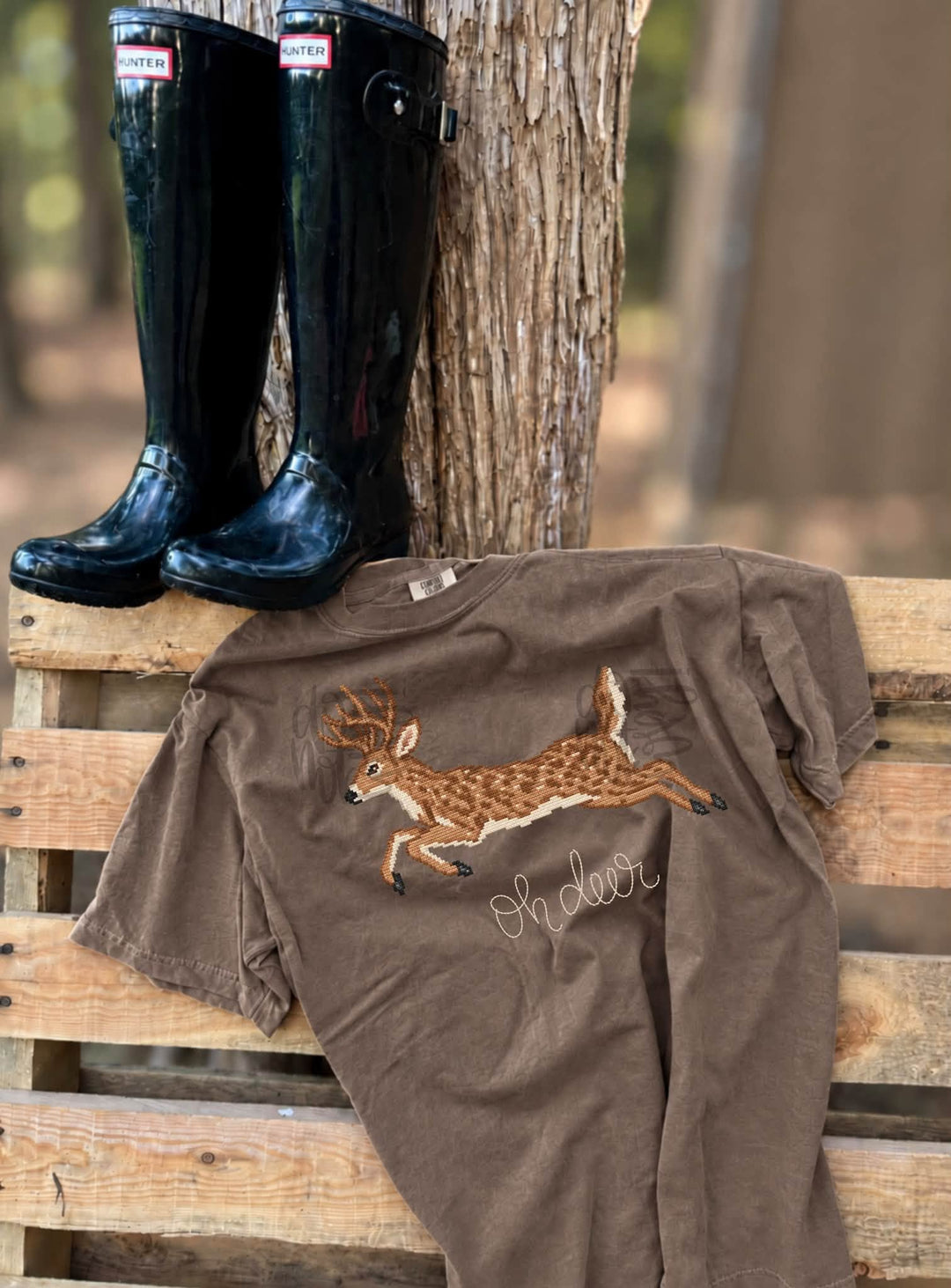 DTF TRANSFER ONLY  - Faux Cross Stich Oh Deer