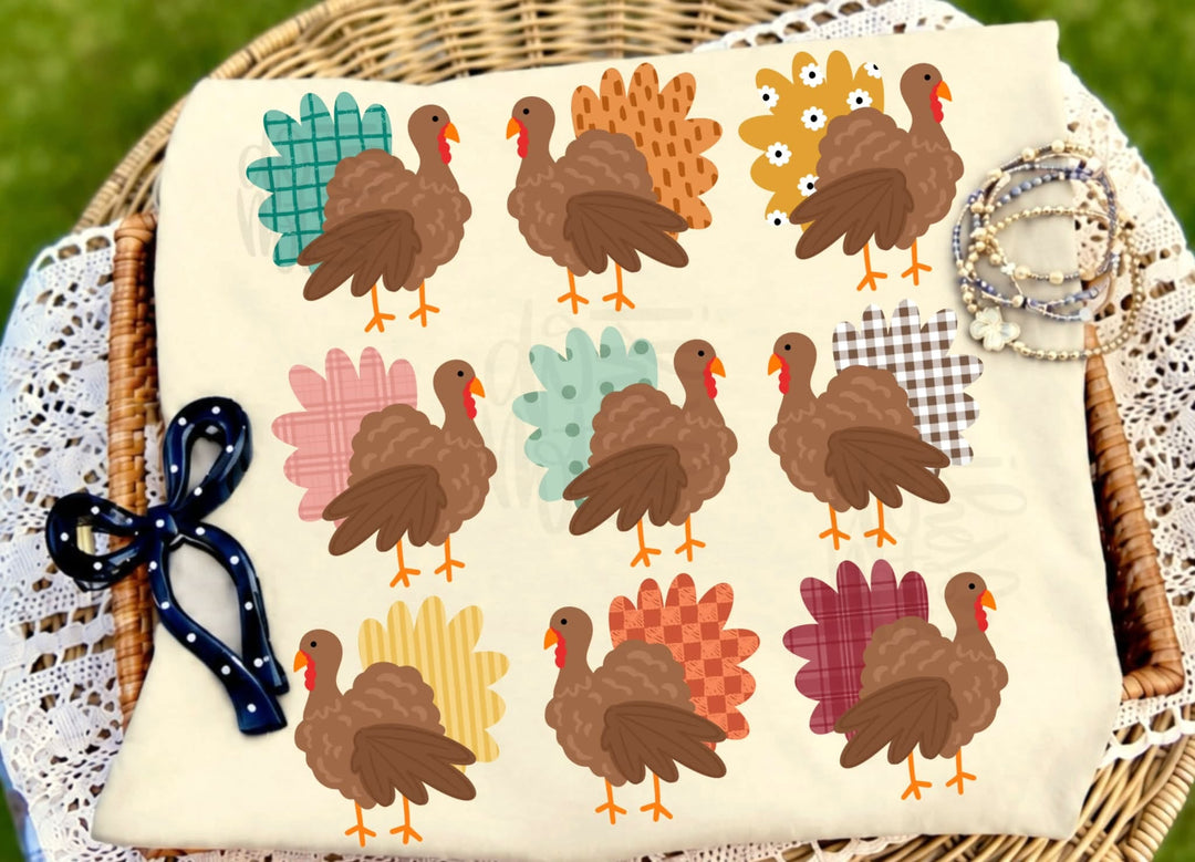 DTF TRANSFER ONLY  - Patterned Turkeys