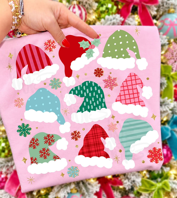 DTF TRANSFER ONLY  - Santa Hats Pattern
