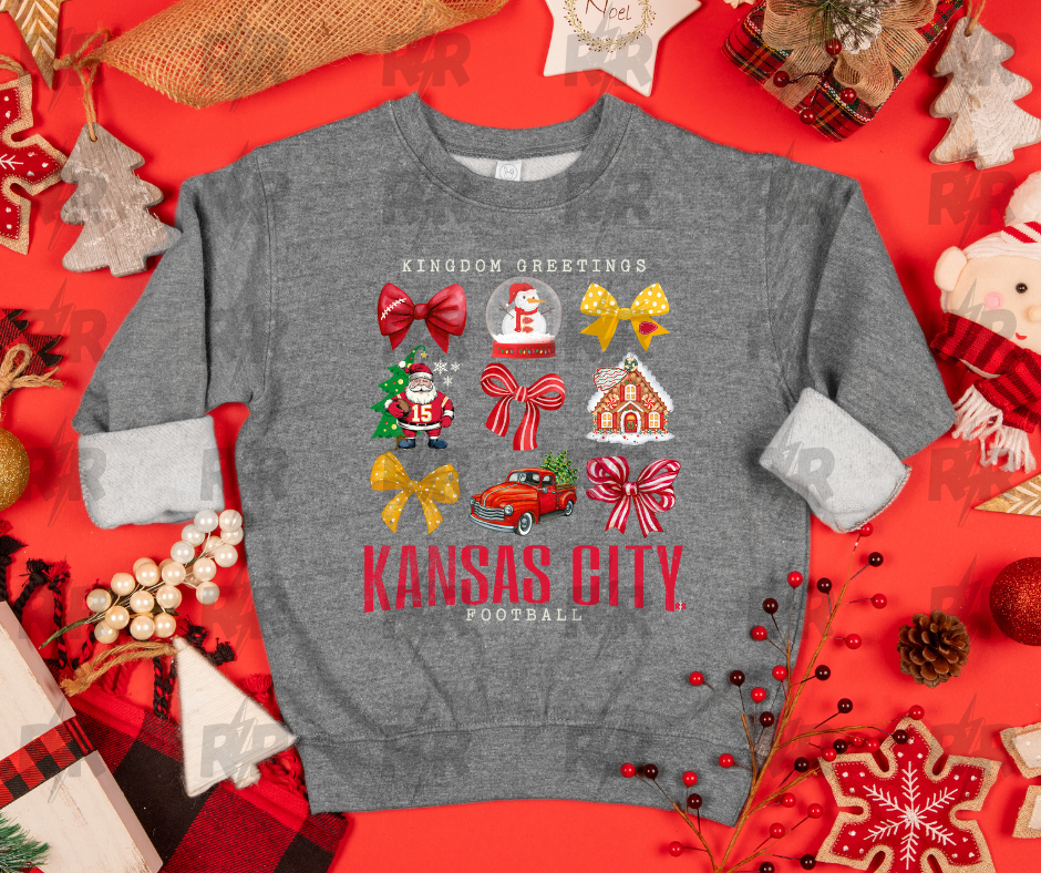 DTF TRANSFER ONLY  - Kingdom Greetings Kansas City Football White & Red Text