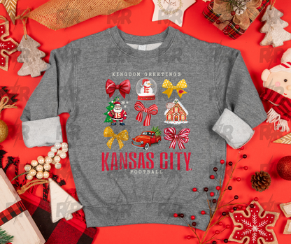 DTF TRANSFER ONLY  - Kingdom Greetings Kansas City Football White & Red Text