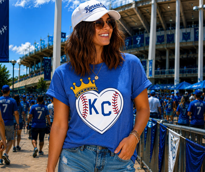 DTF TRANSFER ONLY - KC Baseball Crown Heart