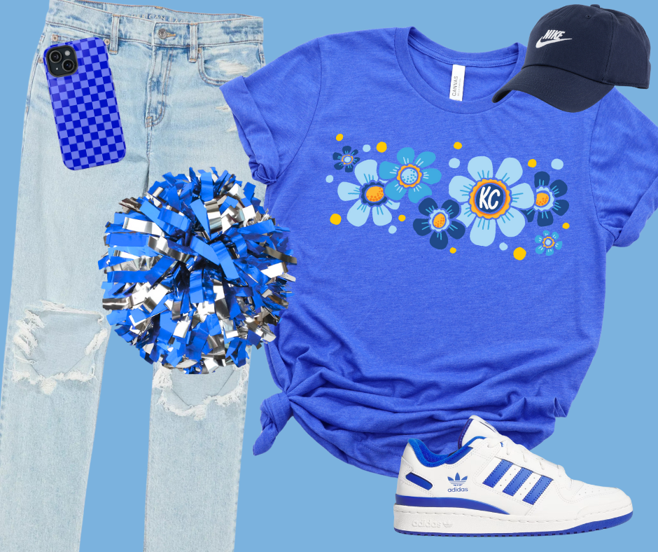 DTF TRANSFER ONLY - KC Baseball Flowers