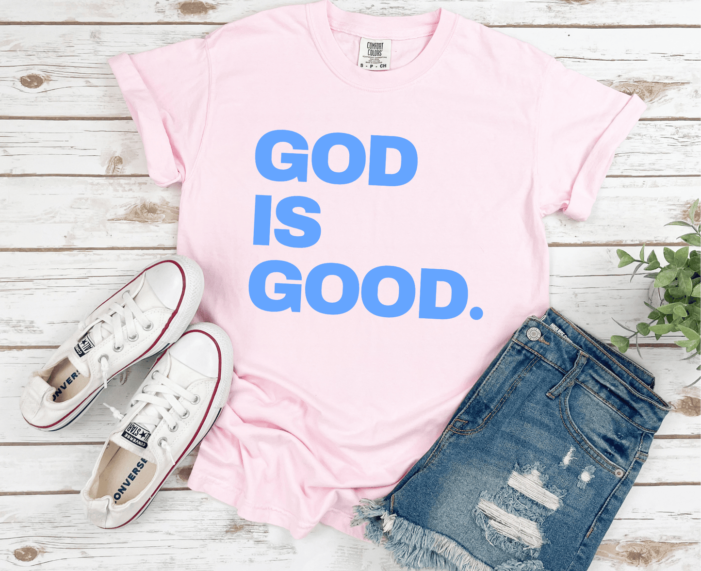 DTF TRANSFER ONLY  - God is Good Light Blue