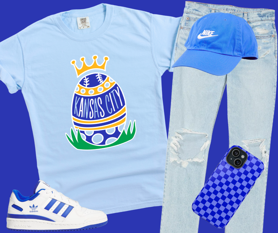 DTF TRANSFER ONLY  - Kansas City Easter Egg Royal Blue