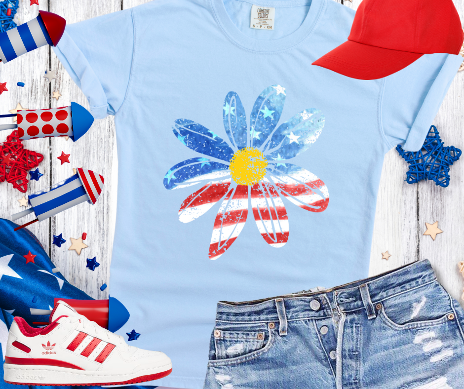 DTF TRANSFER ONLY - American Flag Daisy