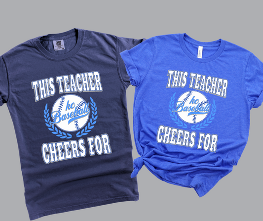 DTF TRANSFER ONLY -White This Teacher Cheers For KC Baseball Icon