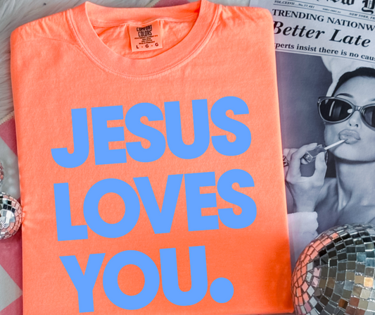 DTF TRANSFER ONLY  - Blue Jesus Loves You