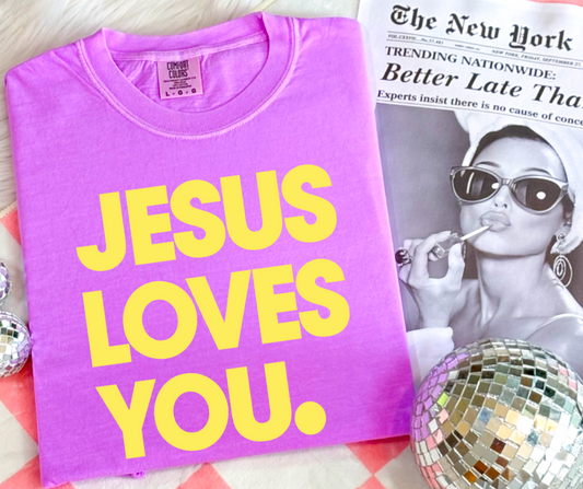 DTF TRANSFER ONLY  - Yellow Jesus Loves You