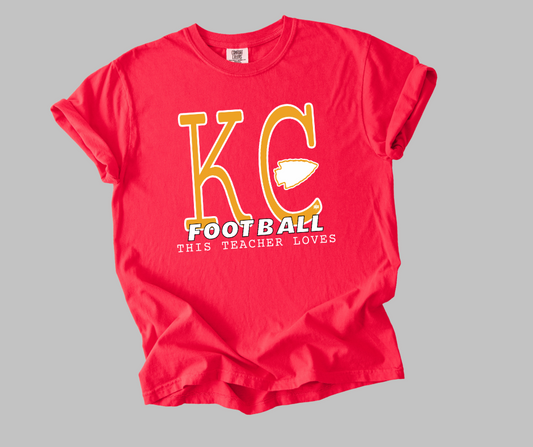 DTF TRANSFER ONLY -Yellow & White This Teacher Loves KC Football