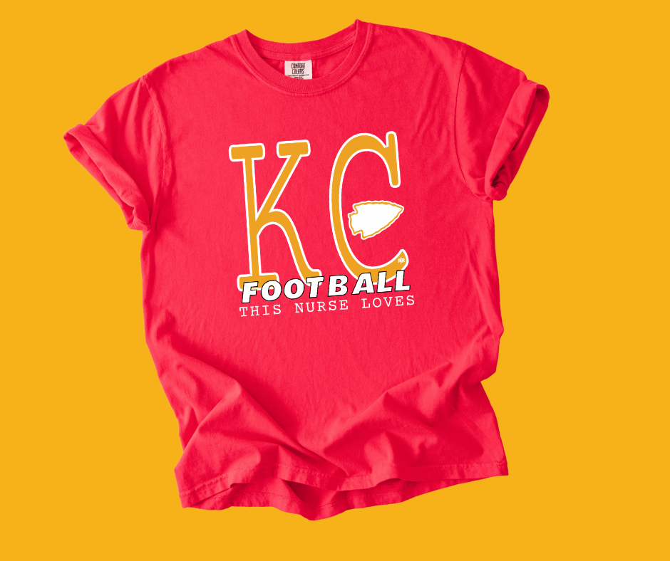 DTF TRANSFER ONLY -White & Yellow This Nurse Loves KC Football