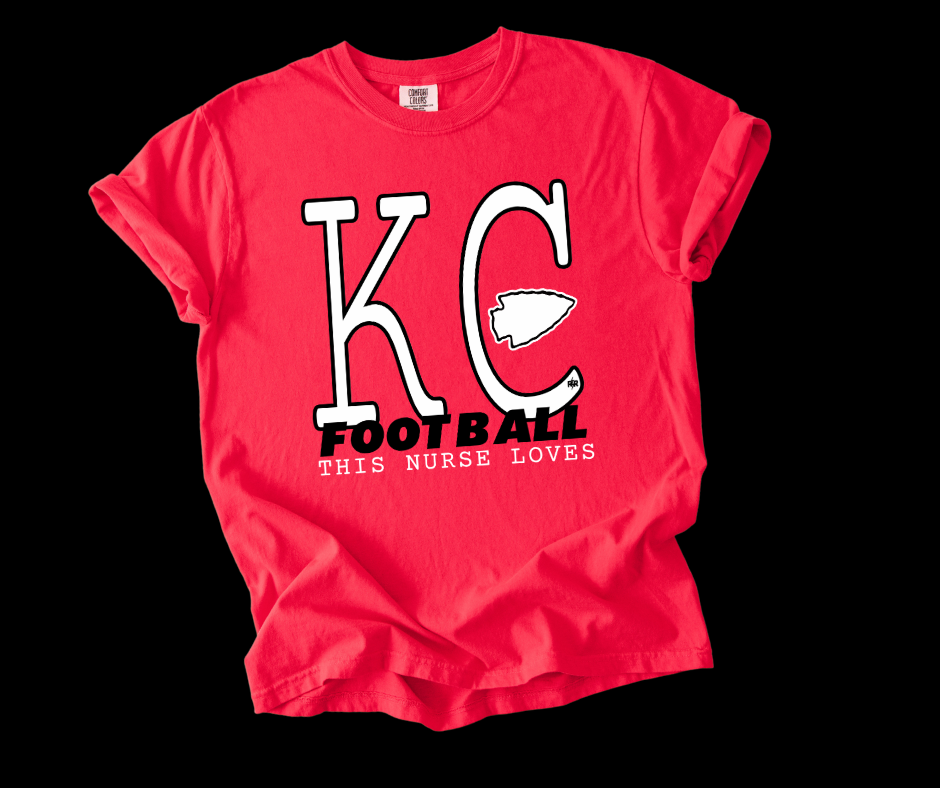 DTF TRANSFER ONLY -White & Black This Nurse Loves KC Football