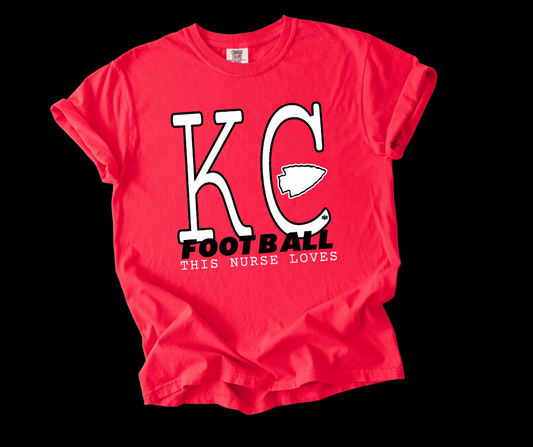 DTF TRANSFER ONLY -White & Black This Nurse Loves KC Football