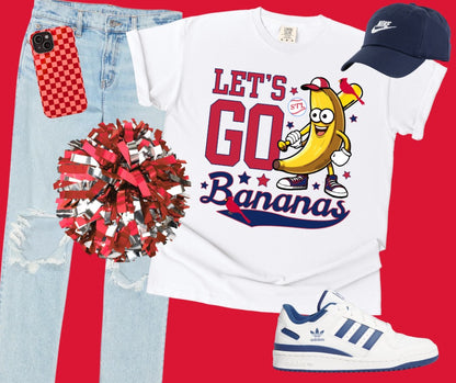 DTF TRANSFER ONLY  - Red/Navy STL Blue Let's Go Bananas