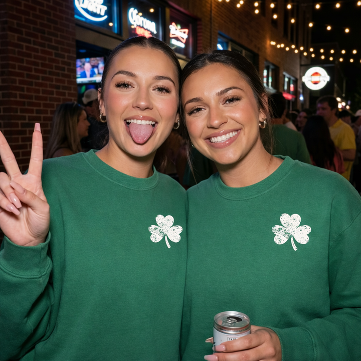 DTF TRANSFER ONLY  - White Distressed Shamrock