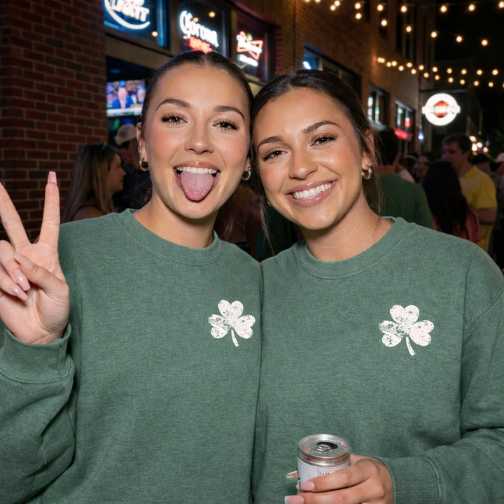 DTF TRANSFER ONLY  - White Distressed Shamrock